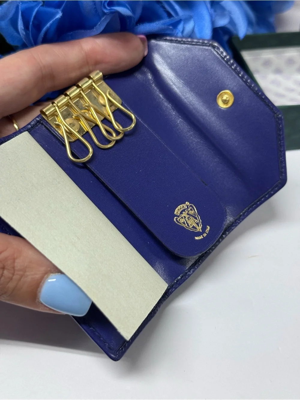 🇮🇹 NIB GUCCI AMETHYST LEATHER KEY CLES